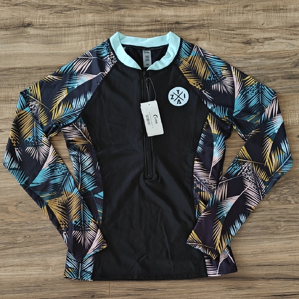 NWT Zyia Black Frond Rashguard - Picture 2 of 4